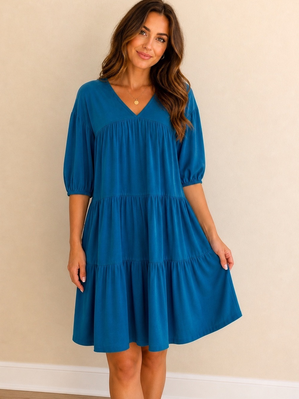 Sundry Blue Tiered Dress